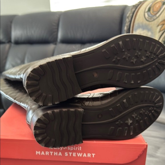 Easy Spirit Martha Stewart Brown Knee Boots with Textured Leather - Picture 3 of 4